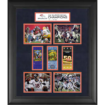 Denver Broncos Fanatics Authentic Framed 20" x 24" Super Bowl 50 Champions 3-Time Super Bowl Champs Replica Ticket and Photo Collage