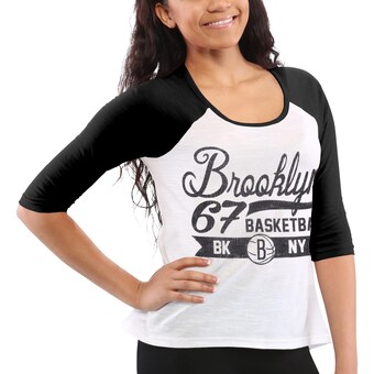 Brooklyn Nets Women's Home Run Three-Quarter Length Raglan T-Shirt - White