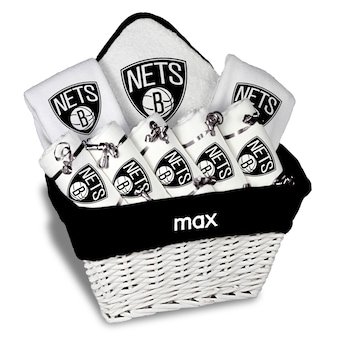 Brooklyn Nets Newborn & Infant Personalized Large Gift Basket - White