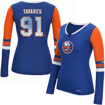 John Tavares New York Islanders Reebok Women's Edge PlayDry Long Sleeve Jersey T-Shirt - Royal