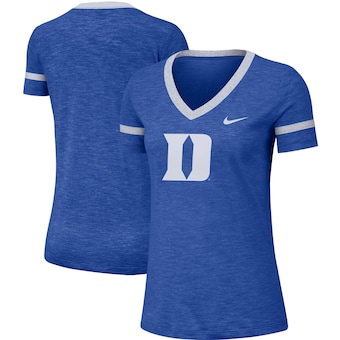Duke Blue Devils Nike Women's Slub Logo Fan Performance V-Neck T-Shirt - Royal