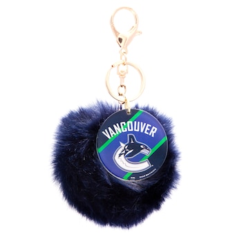 Vancouver Canucks Cuce Faux Fur Pom Bag Charm and Keychain - Navy