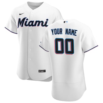 Miami Marlins Nike 2020 Home Authentic Custom Jersey - White