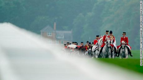 ASCOT, ENGLAND - JUNE 19: The Royal Procession makes its way down the track on day two of Royal Ascot at Ascot Racecourse on June 19, 2019 in Ascot, England. (Photo by Alan Crowhurst/Getty Images for Ascot Racecourse )