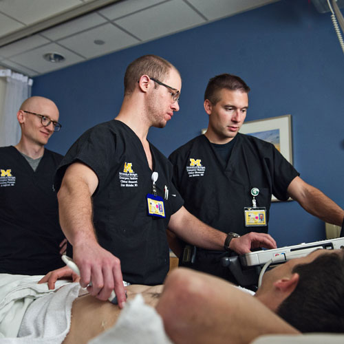Emergency Medicine residents perform chest ultrasound