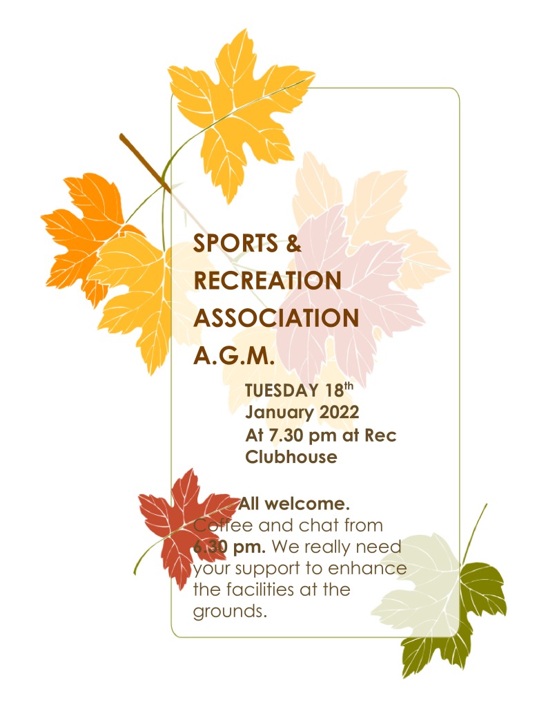 Tedburn St Mary Sports and Recreation Association AGM. Tuesday 18th January at 7:30 PM at Rec Clubhouse.

All Welcome. Coffee and chat from 6:30 PM. We Really need your support to enhance the facilities at the grounds.
