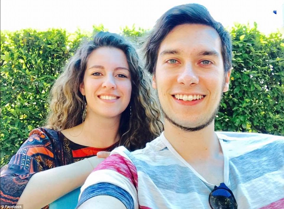 Miss Scomazzon (pictured with boyfriend Luca before the attack) was left with a broken collarbone after being hit, Italian media reported on Friday