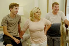 CHRISLEY KNOWS BEST -- "Mrs. Doubt Hire" Episode 813 -- Pictured in this screengrab: (l-r) Grayson Chrisley, Julie Chrisley, Todd Chrisley -- (Photo by: USA Network/NBCU Photo Bank via Getty Images)