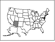 image of a map of the US with the state Arizona highlighted