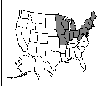 image of highlighted North Eastern States involved in the recall