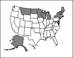 image of highlighted Northern States involved in the recall