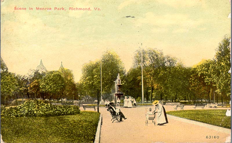 Postcard image of Monroe Park, postmarked 1912.