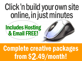 Click 'n build your own site online, in just minutes - Free Hosting included!