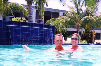 Scott & Rhonda Thompson enjoying the pool at the Best Western in Key West, Florida