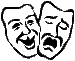 two masks alternately smiling and frowning