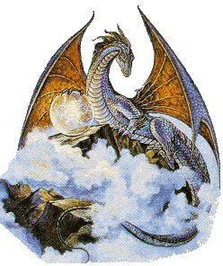 dragon on cloudy rock