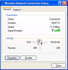 Wireless network signal strength in Windows XP