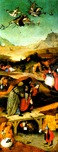 Triptyque: les Tentations de Saint Antoine (Panneau gauche) de Jérôme Bosch