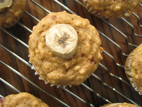 Jam-Filled Peanut Butter & Banana Muffins

