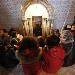 Catholic pilgrims pray at the entrance of the Grotto at the Church of Nativity, traditionally believed by Christians to be the birthplace of Jesus Christ, in the West Bank town of Bethlehem (file phot