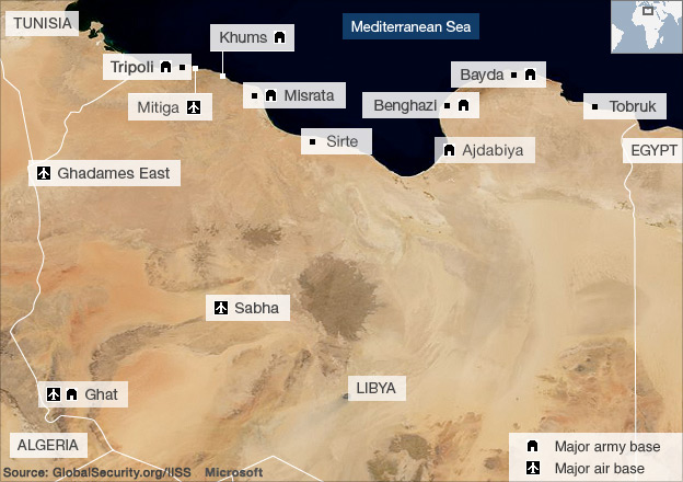 Libya, military bases map