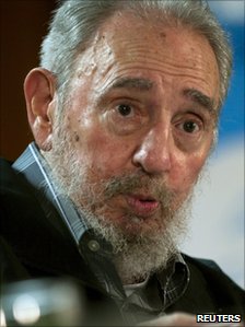Fidel Castro speaks during a meeting with Cuban and foreign intellectuals visiting Havana's International book fair on 15 February 
