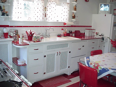 interior of kitchen in retro style