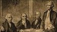 Drawing of the John Adams, Gouverneur Morris, Alexander Hamilton, and Thomas Jefferson 