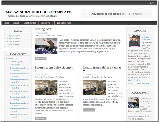 Magazine Basic blogger template