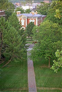 The Knox College Underground Railroad Freedom Station, as viewed from Old Main, the site of the fifth Lincoln-Douglas debate.