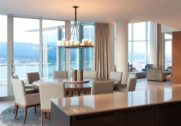 Dining table at Modern Contemporary Apartment Interior Design in Vancouver