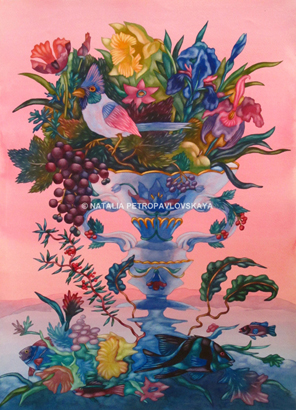 Natalia Petropavlovskaya | Still Life With A Vase | watercolour, 19.3x23.6"