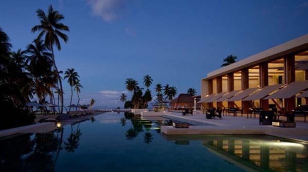 Infinity Pool at Natural Contemporary Resort Design Alila Villas Hadahaa Maldives