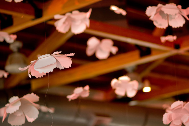 Tiffany Co Themed Bridal Shower - Premium Classy Collection - 34 DIY paper flowers pink hanging from ceiling wedding