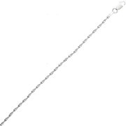 2.5mm Sterling Silver Twisted-Herringbone Chain Italian Necklace, Available in 7.5", 8", 16", 18", 20", and 24" Lengths