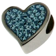 Connections from Hallmark Light Blue Crystal Stainless Steel Heart Bead
