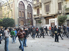 Egypt riot police marching