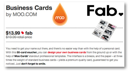 Fab Moo.com business card sale