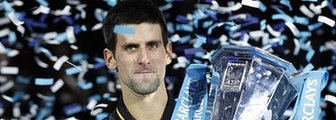 World number one Novak Djokovic with the ATP World Tour Finals trophy