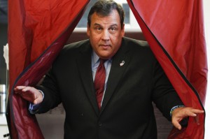 New Jersey Governor Chris Christie exits a polling station after casting his vote during the New Jersey governor election in Mendham Township, New Jersey, November 5, 2013. Christie was poised on Tuesday to win re-election by a landslide, the latest polls show, a first step on what is expected to be a far bumpier path in his likely bid for the White House in 2016. REUTERS/Eduardo Munoz (UNITED STATES - Tags: POLITICS ELECTIONS)