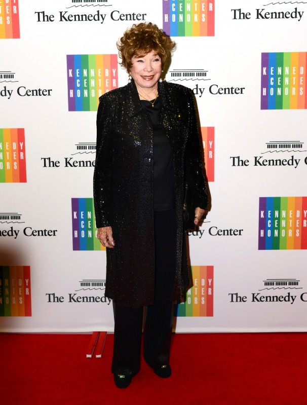 Actress Shirley MacLaine arrives at a dinner for Kennedy Center honorees and guests at the State Department in Washington.