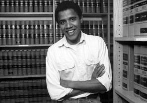 Obama while a student at Harvard University Law School. In his second year of law school, he became the first African American president of the prestigious Harvard Law Review.