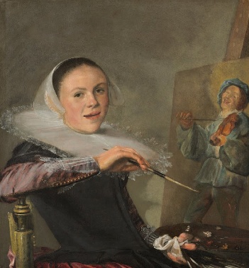 Judith Leyster, selvportræt, c. 1630, olie på lærred, 651 gange 746 cm.1630, olie på lærred, 651 gange 746 cm (National Gallery of Art)