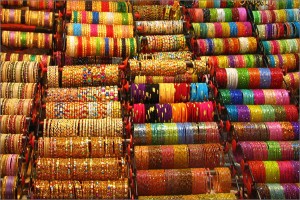 Bangles in a myriad hues, colors and finishes on display at a bangle shop.