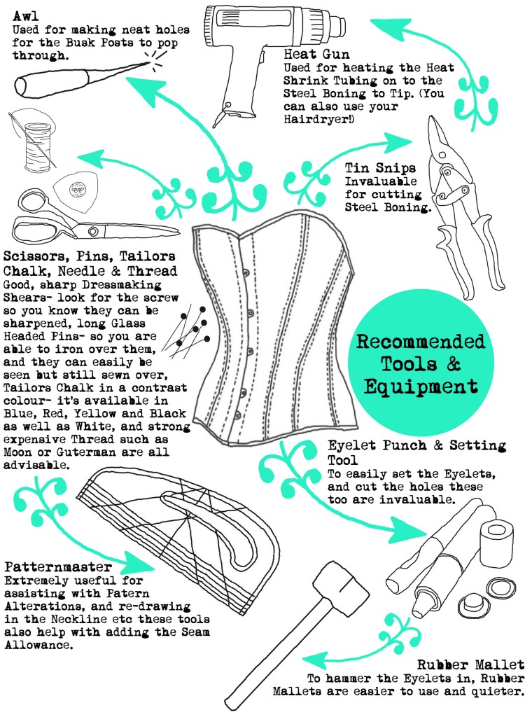 recommended tools and eqt for corsetry