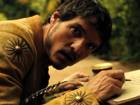 Pedro Pascal gives a weird look at the camera in the blooper reel