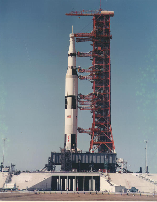 Apollo 13's Saturn V and tower, 1969