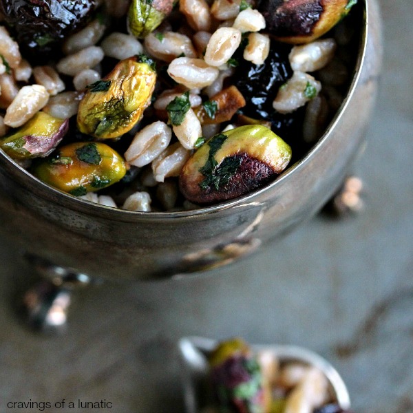 Farro with Pistachios and Dried Cherries | This recipe is simple to make, and is perfect for a side dish.