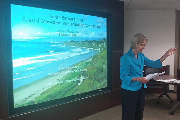 Congresswoman Lois Capps speaks at the Santa Barbara Coastal Ecosystem Vulnerability Assessment Workshop.