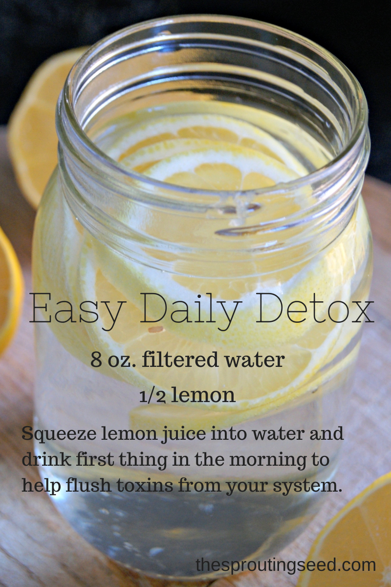 easy daily detox: squeeze 1/2 of a lemon into water and drink it first thing in the morning to flush out toxins thesproutingseed.com